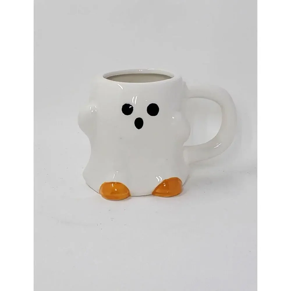 4 Mugs Target Hyde & Eek Mini 6oz Ghost Halloween Orange Feet **PLEASE READ**